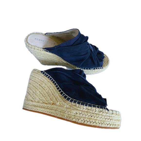 Kenneth Cole Odele Suede Espadrille Wedge Slide Sandals Size 6.5 M Coastal Boho - Picture 2 of 12